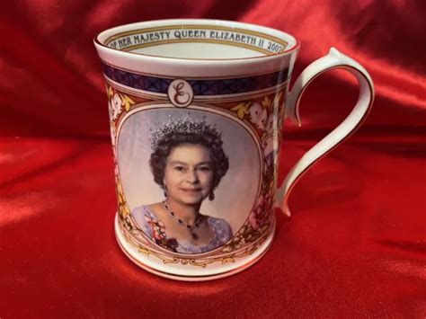QUEEN ELIZABETH II Golden Jubilee Coronation Mug W/ Royal Family Tree ...