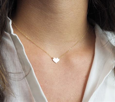 Gold HEART Necklace I Love You Necklace Valentines Day Gift Layering ...