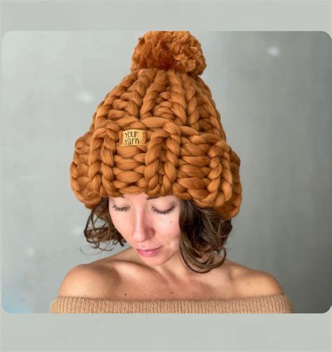 Chunky Knit Beanie With Pom Pom, Knit Hat With Pom Pom - Etsy