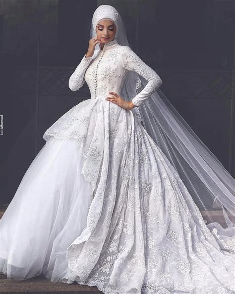 Said Mhamad Princess Arab Hijab Arabic Muslim Lace Long Sleeve Wedding Dresses 2016 Ball Gown ...