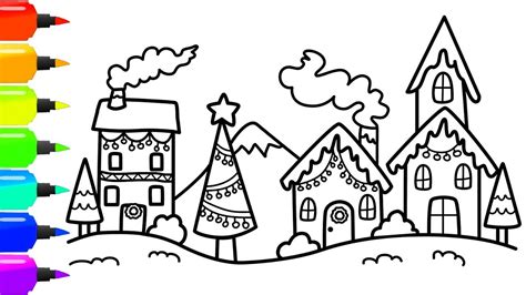 Christmas Village Drawing at PaintingValley.com | Explore collection of ...