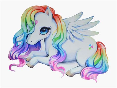 Transparent Rainbow Unicorn Clipart - Realistic Cute Unicorn Drawing ...