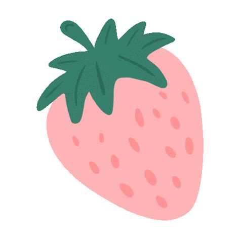 a pink strawberry with green leaves on it's tip and the bottom half of its body