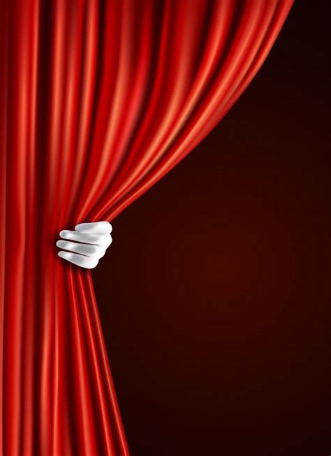 Theater Curtain with Hands Vector Illustration