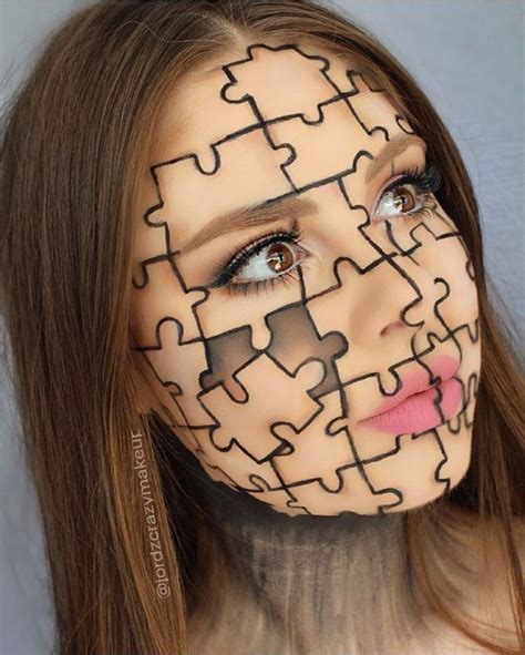 jigsaw puzzle piece creative easy halloween makeup inspo looks ideas inspiration idea Halloween ...