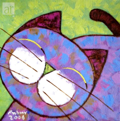 Purple Cat Painting at ArtistRising.com | Desenhos de gatos, Pinturas de cão, Desenhos e ilustrações