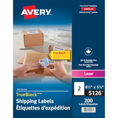 Avery 5126 Large Shipping Labels With TrueBlock Technology, White, 8 1/2" x 5 1/2", 2 Labels ...