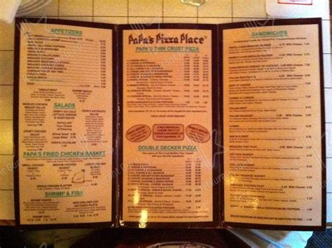 Menu at Papa's Pizza Place pizzeria, Woodridge