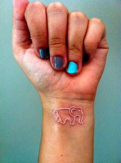 White Tattoos On Wrist | http://www.tattoobite.com/white-ink-elephant ...