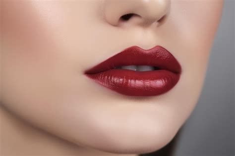 Premium Photo | Woman full lips Skin natural make Generate Ai