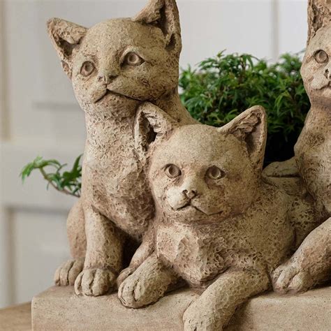 Triplets Cats Cast Stone Statue