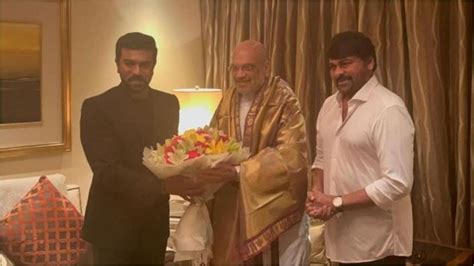 Ram Charan Father Chiranjeev meet Amit Shah following RRR Oscar win ...