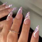 French Long Almond Press Nails Purple Nails Glossy - Temu Philippines