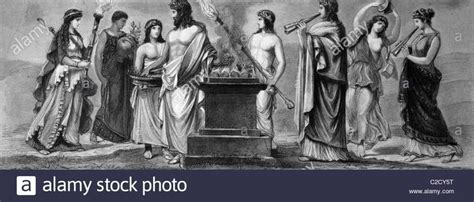 This is an historical illustration of an ancient Greek sacrifice. From ...