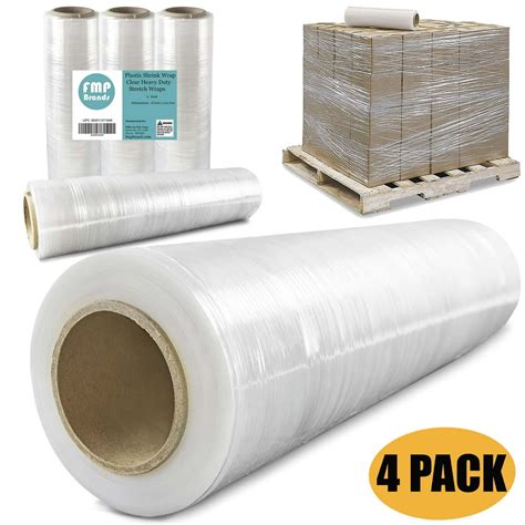 [4 Roll] 18 Inch x 1000 Feet Plastic Shrink Wrap - Clear Heavy Duty ...