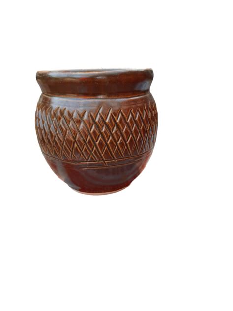 Printed Ceramics flower Pot I Planter I Indoor & Outdoor Planter | Office | Hotel (Dark Brown ...