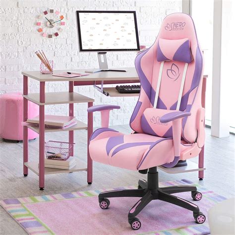 Homall Gaming Chair Girl Racing Office Chair High Back Computer Desk Chair Leather Executive ...