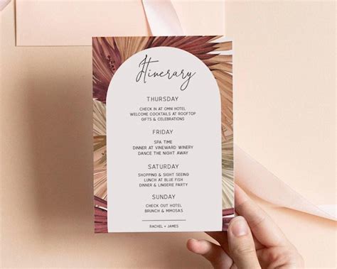 Boho Wedding Itinerary, Destination Wedding Itinerary Template, Fall Wedding Weekend Itinerary ...