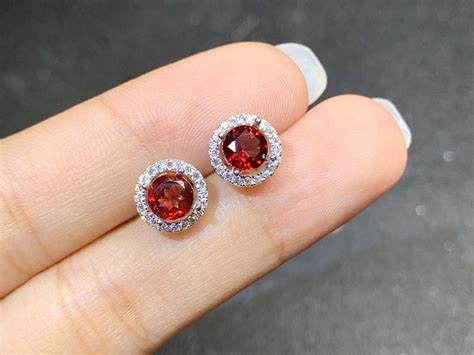 Garnet Stud Earrings Genuine Garnet Earring Jewelry January | Etsy