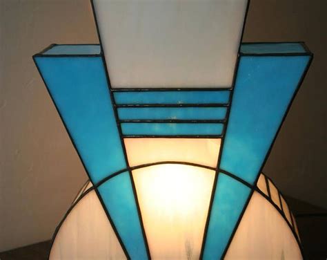 Lamp Art Deco stained glass Tiffany blue | Art deco stained glass, Glass artwork, Stained glass