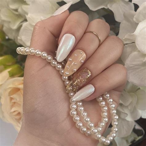 White and Tan Nails | Depop