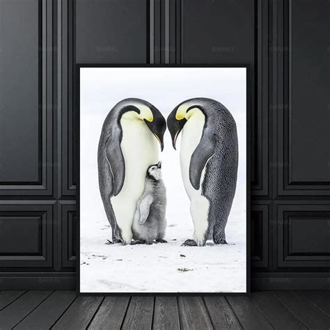 HD Simple Nordic Canvas Painting Cute Penguins Picture Decoration For The Living Room Kids Room ...