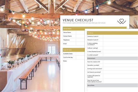 Wedding Venue Checklist - 5 Page Printable Guide - Wedinspire