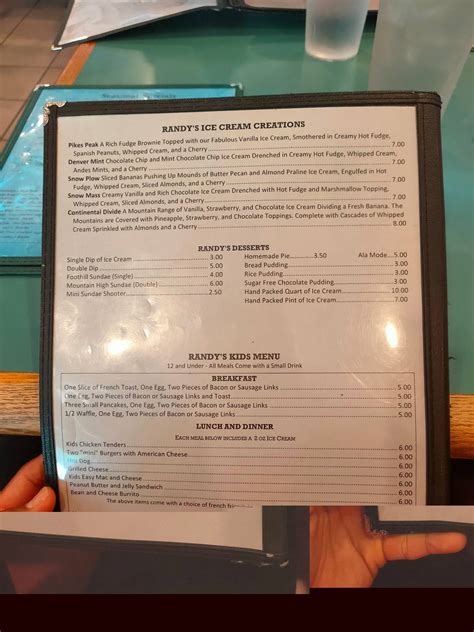 Menu at Randy's Restaurant & Ice Cream, Scottsdale