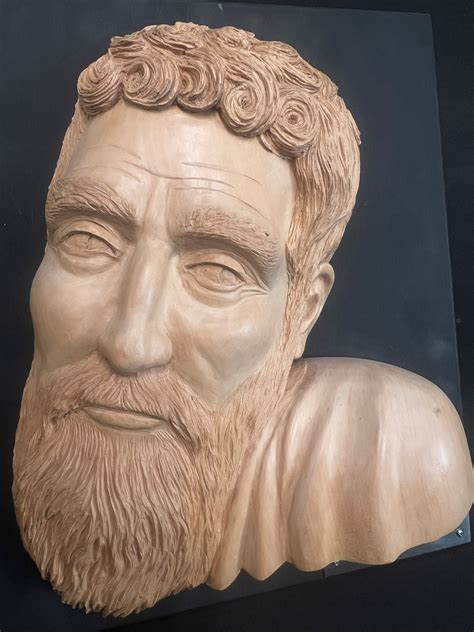 Detailed Limewood Carving of Michelangelo by David Mountford - VIN983C | Lutterworth Antiques