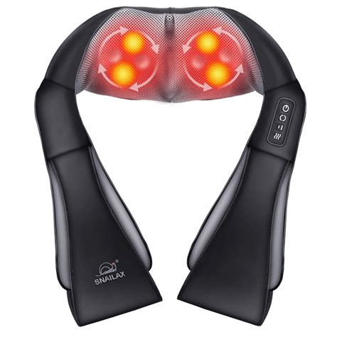 SNAILAX Neck Massager with Heat,Shiatsu Neck Massager for Pain Relief, Black Neck and Shoulder ...