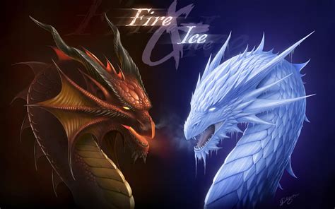 Fire and Ice Dragons HD Wallpaper