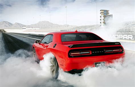 HD wallpaper: burnout, challenger, dodge, hellcat, race, red, smoke ...