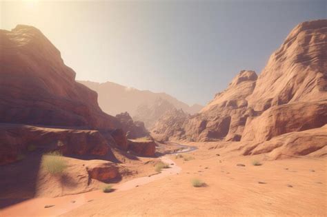 Premium AI Image | A minimalist landscape with a scenic desert or canyon