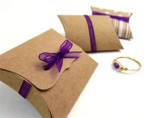 Mini Pillow Boxes 20 DIY Kraft Favor Boxes, 2 X 1.5 X .5, Jewelry Packaging, Small Gift Box ...