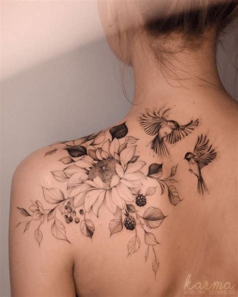 female shoulder tattoo #flowertattoos - flower tattoos - - #backtattoo ...