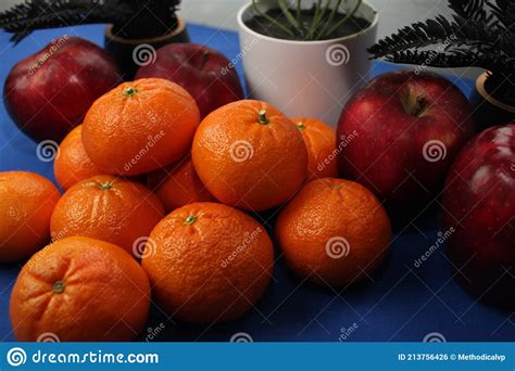 Fruit Product Photography Set on a Blue Table Cloth Stock Photo - Image of background, mango ...