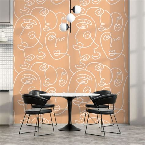 Linear Portraits Wallpaper Wall Mural