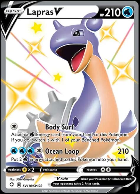 Pokemon Shining Fates Single Card Shiny Rare Lapras V SV110 - ToyWiz