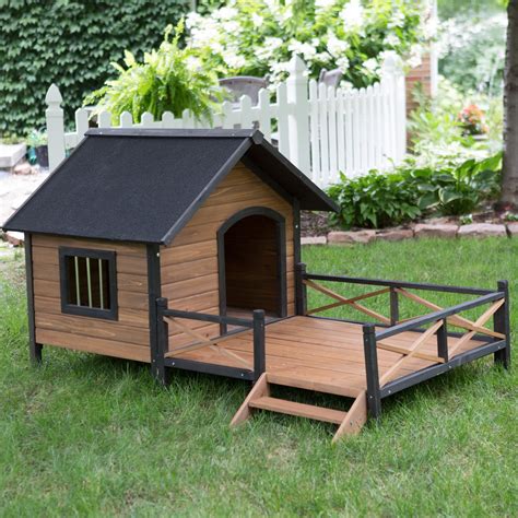 Boomer & George Lodge Dog House with Porch - Large - Dog Houses at Hayneedle