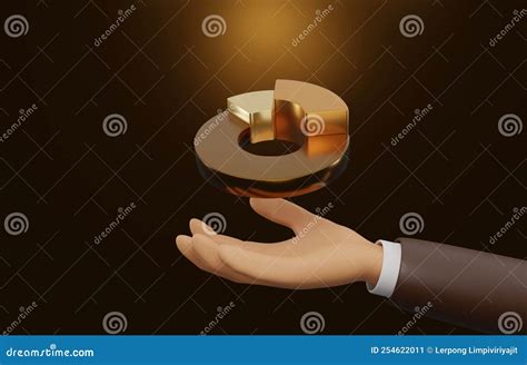 Golden Pie Chart on Businessman Hand on Dark Brown Background Stock Illustration - Illustration ...