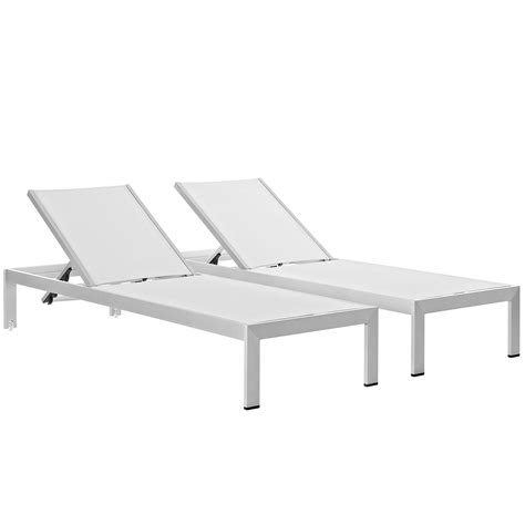 Modern Contemporary Urban Design Outdoor Patio Balcony Chaise Lounge Chair, White, Metal ...