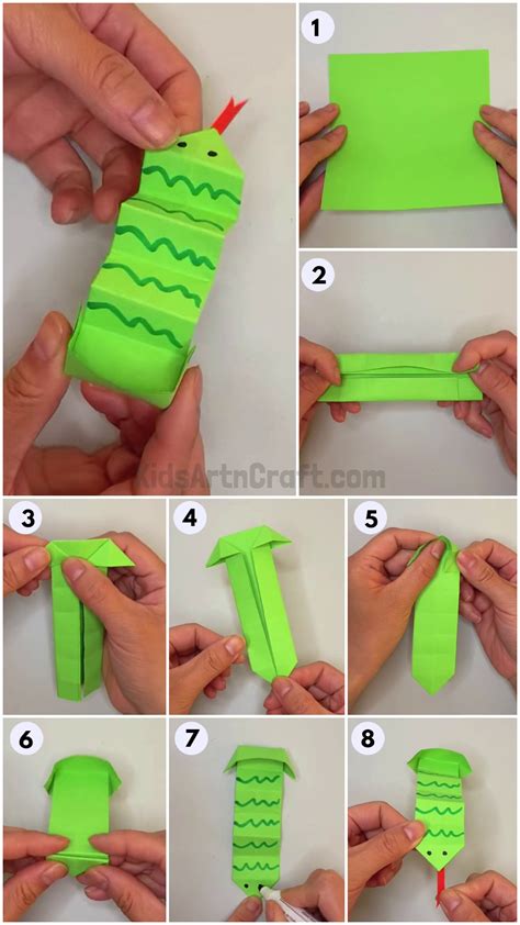 Learn to Make Origami Snake Craft Step-by-Step Tutorial for Kids - Kids ...