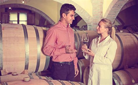 Client and Factory Staff in Wine Cellar Stock Photo - Image of client, consumer: 85625934