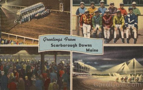 Greetings From Scarborough Downs, Maine Horse Racing Postcard