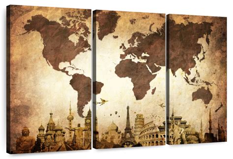 Wrinkled Vintage World Map Wall Art | Photography