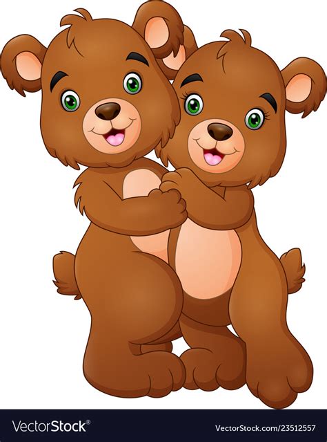 Cartoon bear couple hugging Royalty Free Vector Image