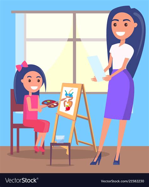 Lesson of drawing in arts class poster Royalty Free Vector