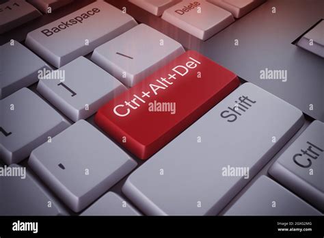 Computer keyboard with a restart red key 3D rendering Stock Photo - Alamy