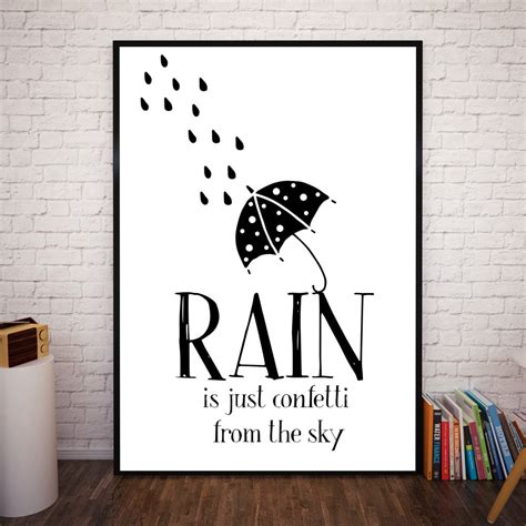 Rain is Just Confetti From the Sky Inspirational Quote Art Poster 24 X 36 Motivational ...