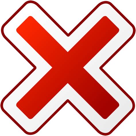 Red Cross Icon Png Round Error Warning Negative - Clip Art Library